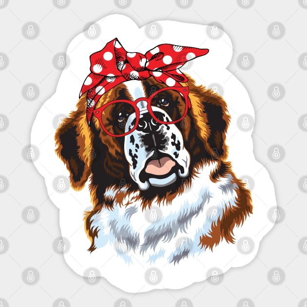 Saint Bernard Head Bandana Sticker by LotusTee